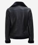 Agnes Asymmetrical Black Leather Shearling Jacket Womens