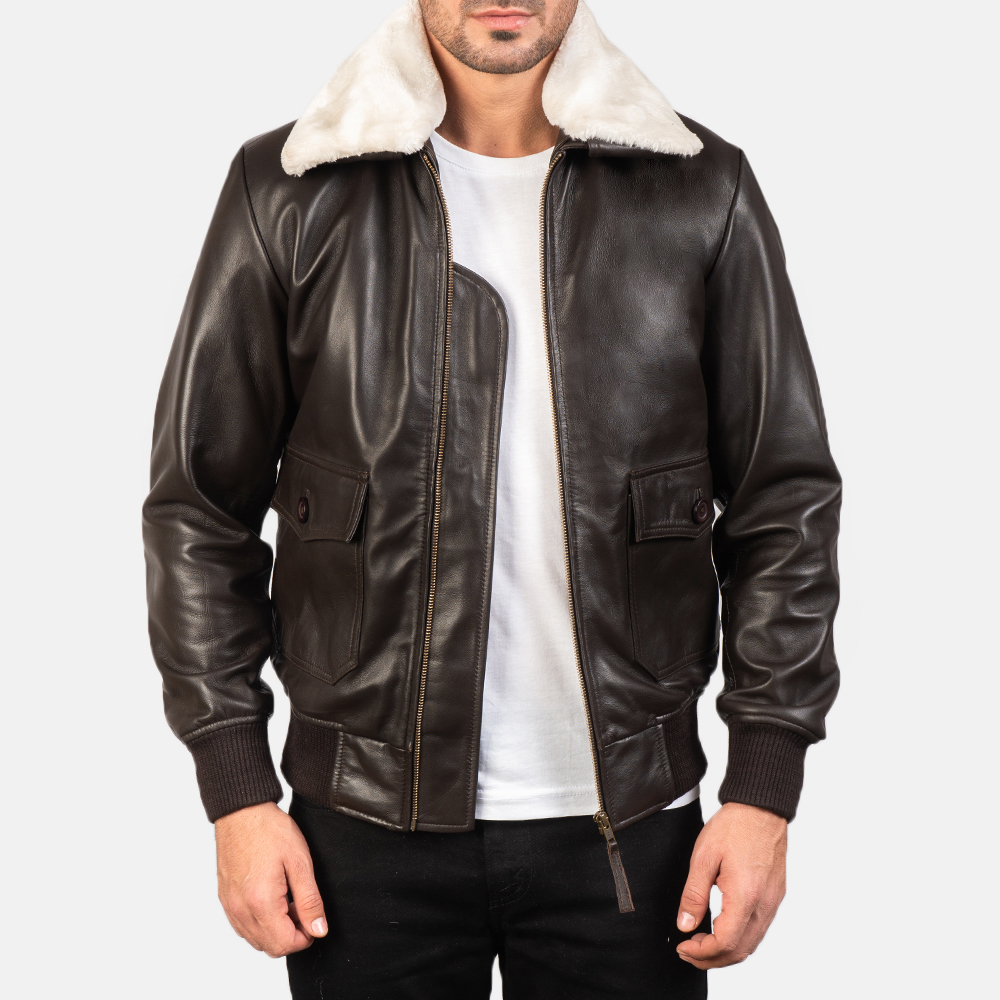 Airin G-1 Brown Leather Bomber Jacket2