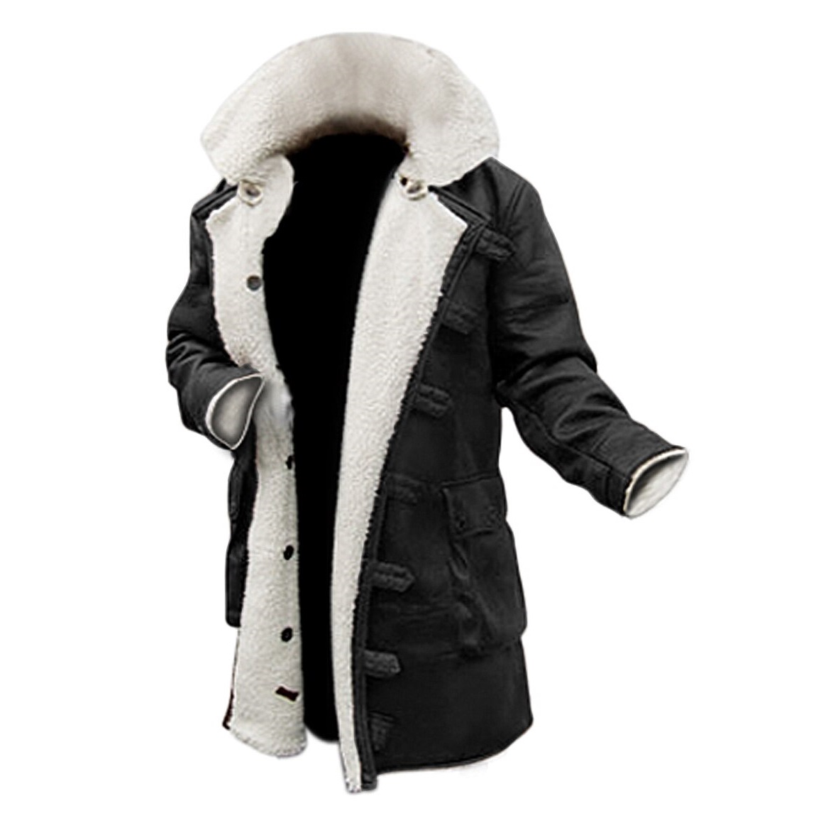 Bane Black Shearling Leather Coat for Winter – Swedish Bomber Jacket