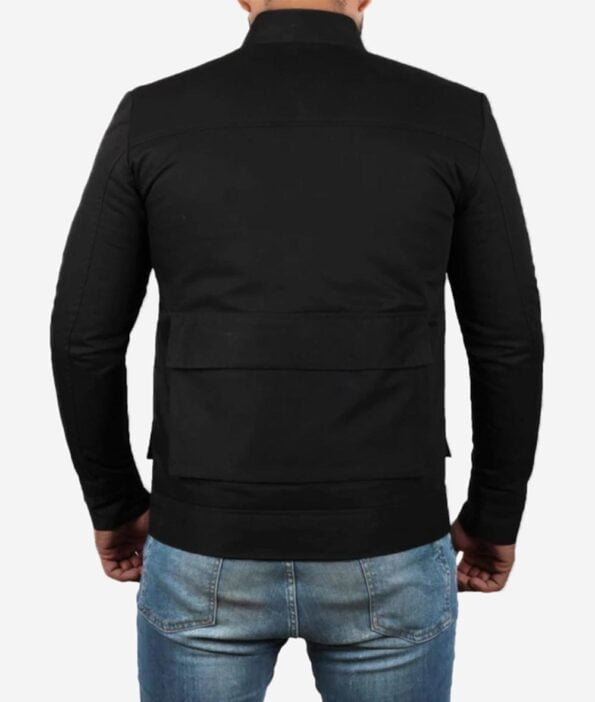 Black-Four-Pocket-Cotton-Jacket-Men back side