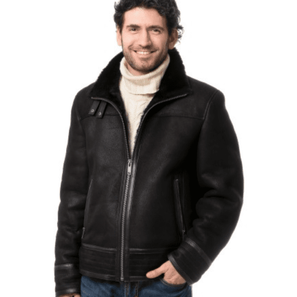 Black Shearling Jacket Leather