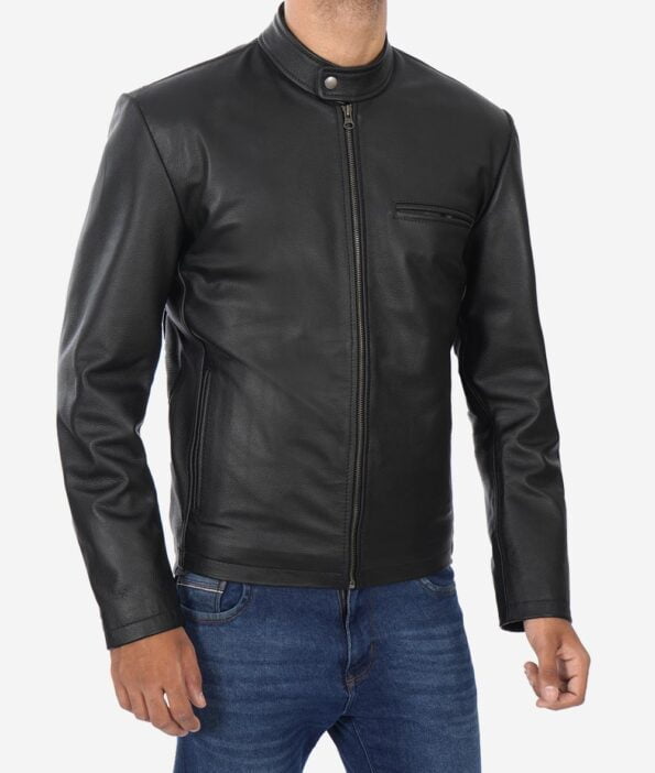 Columbus Button Collar Cowhide Jacket front