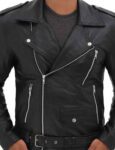 Brando Motorcycle Mens Black Asymmetrical Leather Jacket