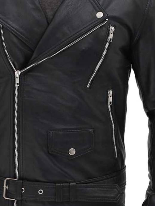 Brando Motorcycle Mens Black Asymmetrical Leather Jacket2