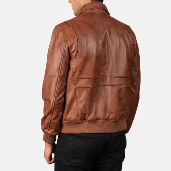 Brown A2 Leather Bomber Jacket back said