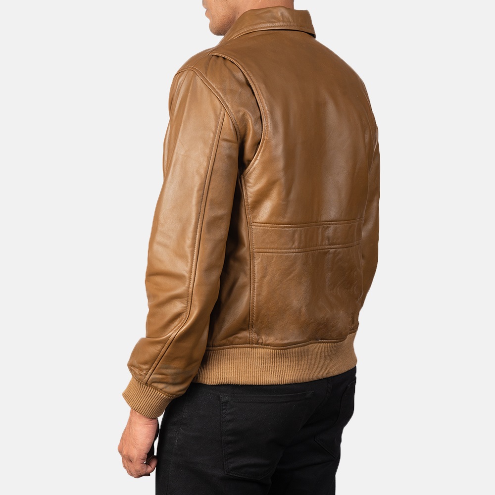 Coffmen Olive Brown A2 Leather Bomber Jacket4