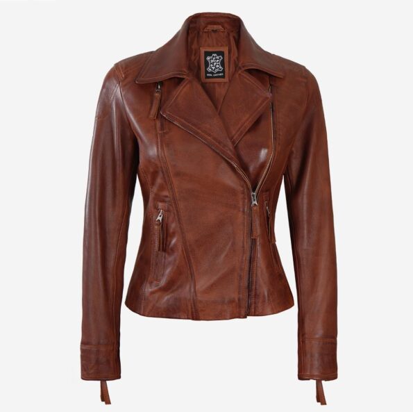 Leather Biker Jacket Women front design