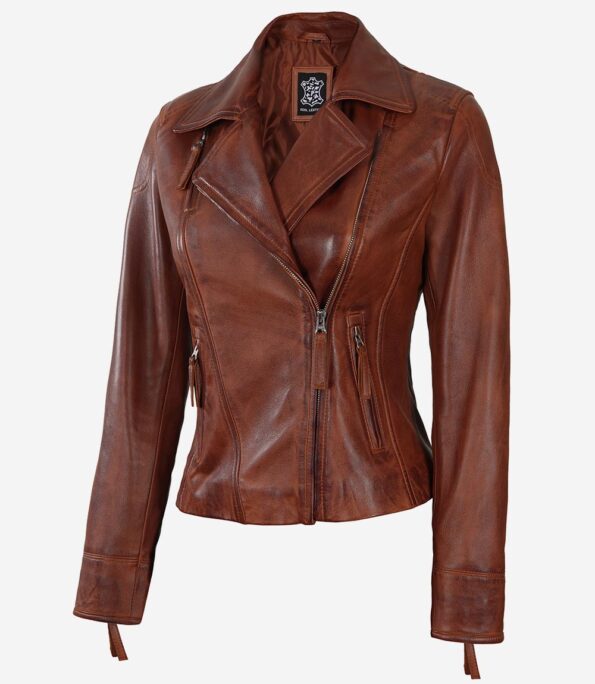 Leather Biker Jacket Women zipper