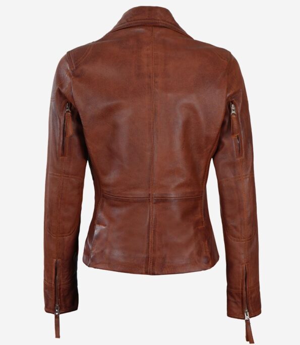 Leather Biker Jacket Women back side