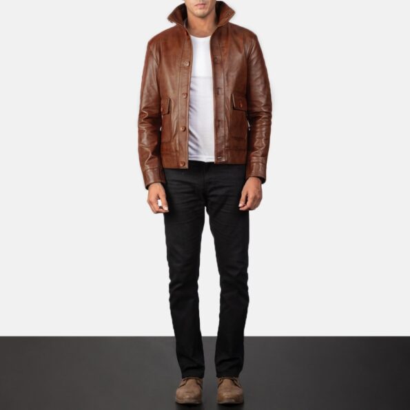 brown leather jacket columbus