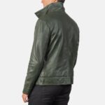 Columbus Green Leather Bomber Jacket