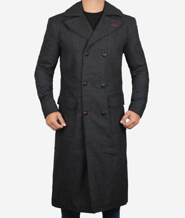 Detective Wool Coat Men front button