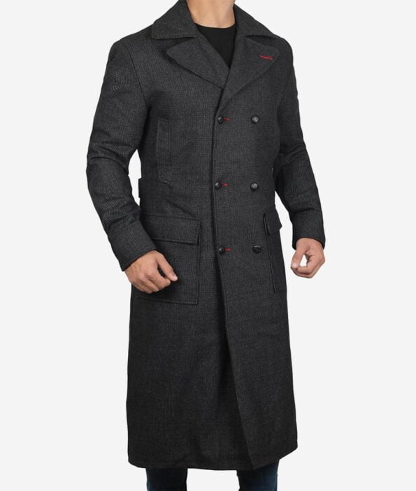 Detective Wool Coat Men front button