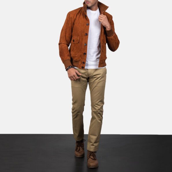 Brown Suede Bomber Jacket farrant design