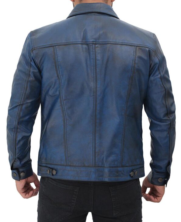 Trucker Leather Jacket back side