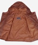 Georgetta Womens Asymmetrical Brown Leather Jacket with Hood