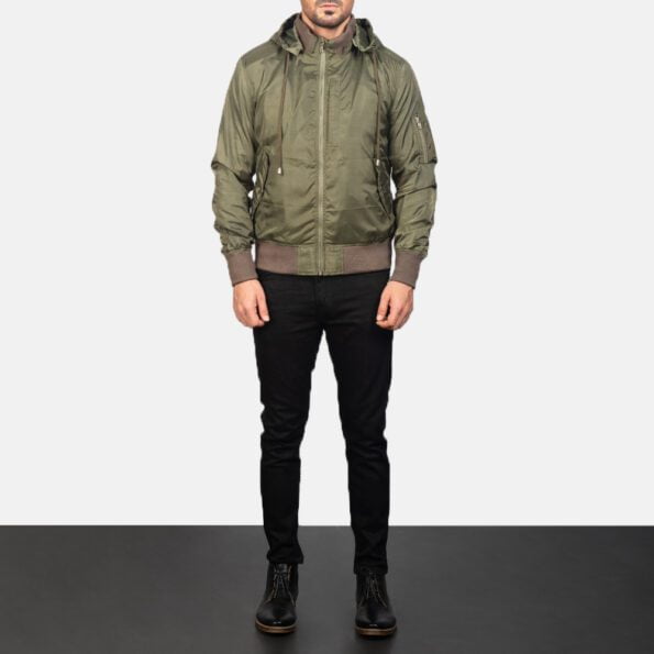 Green Hooded Bomber Jacket farrant design