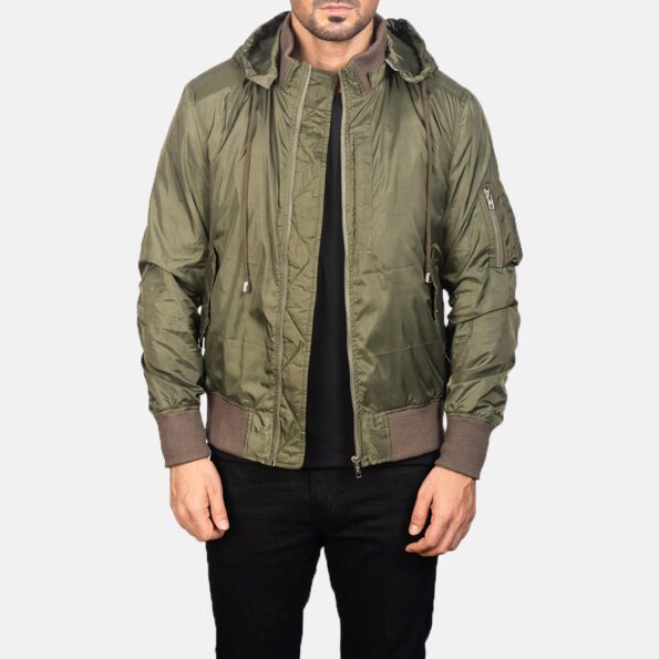 columbus-high-colar green jacket