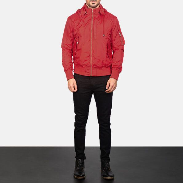 Red Hooded Bomber Jacket farrant design