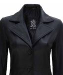 Jackson Womens Long Black Leather Coat