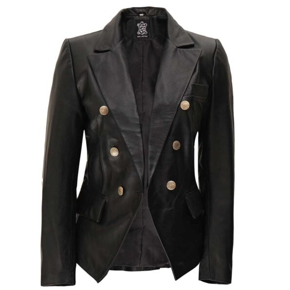 Leather Blazer Women front button