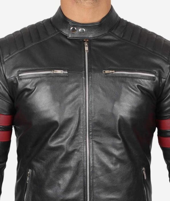 Leather Motorcycle Jacket front pocket