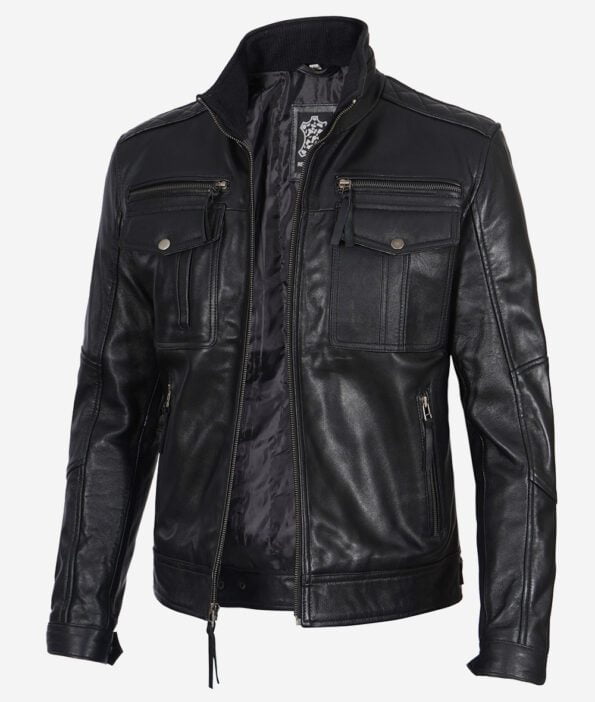 Leather Biker Jacket front design