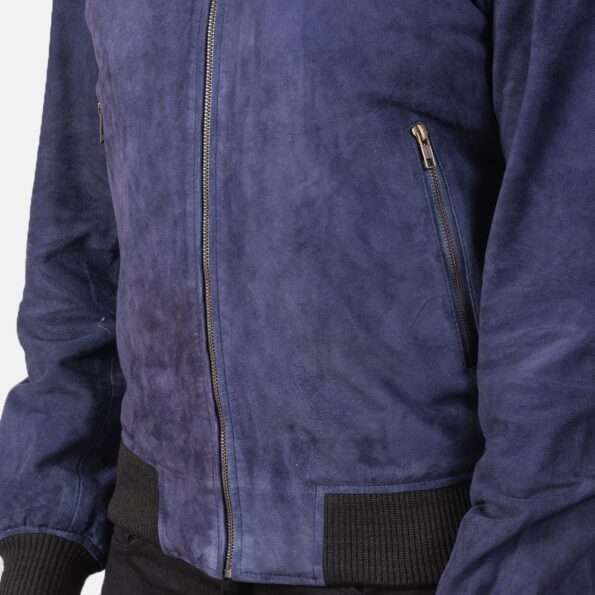 Blue Bomber Jacket zipper