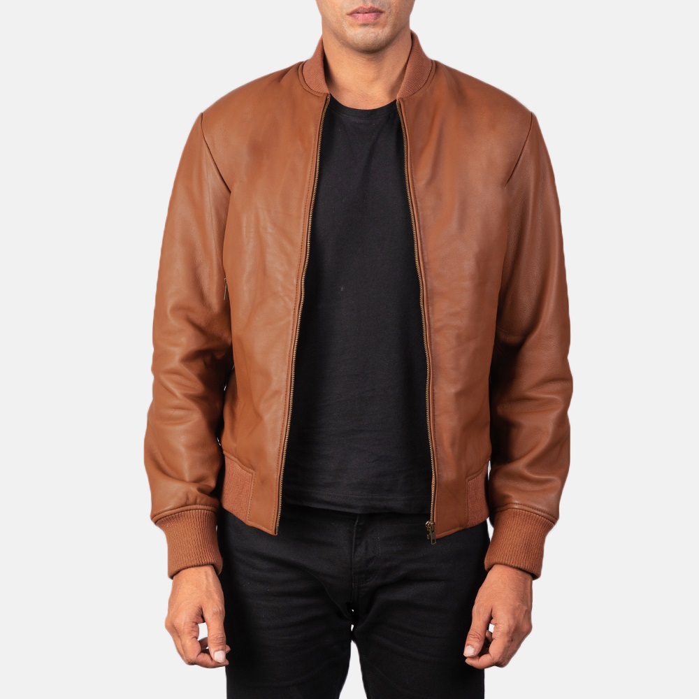 Shane Brown Leather Bomber Jacket2