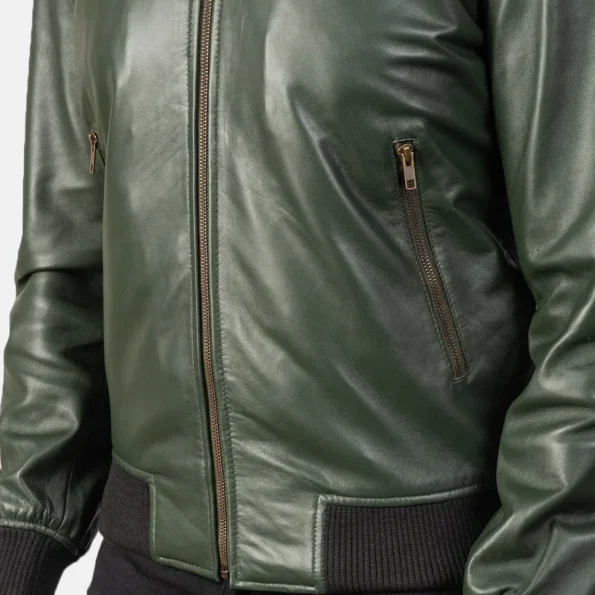 green bomber jacket zipper