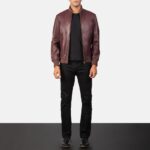 Shane Maroon Leather Bomber Jacket