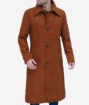 Trenton Mens Long Tan Wool Coat