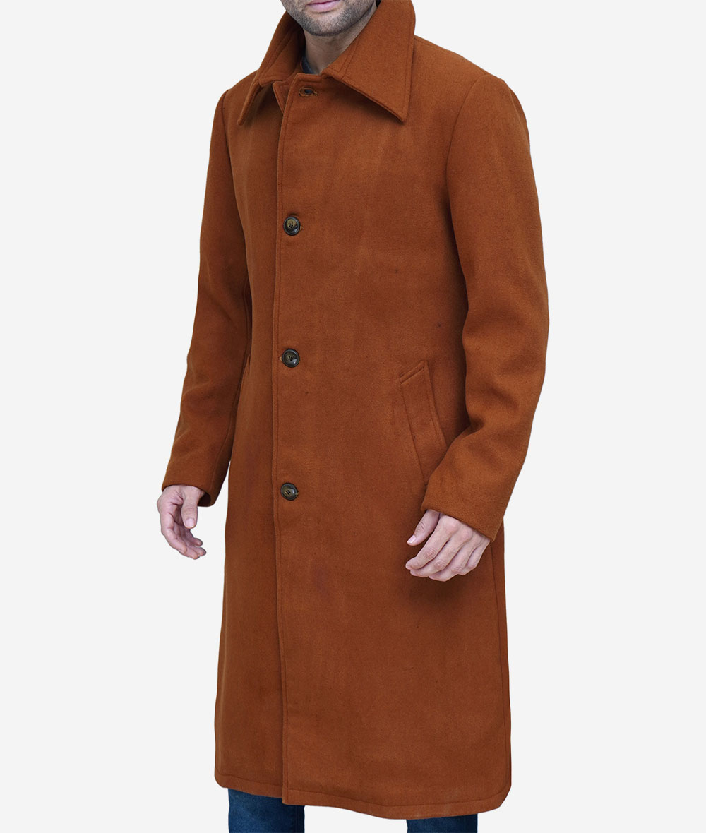 Trenton Mens Long Tan Wool Coat2