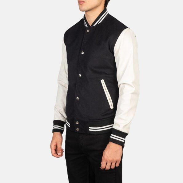 Black & White Hybrid Varsity shoulder side