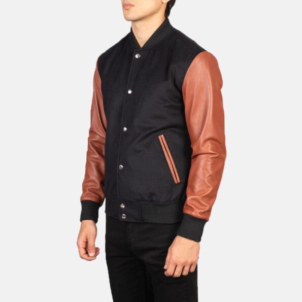 Brown Hybrid Varsity Jacket img03