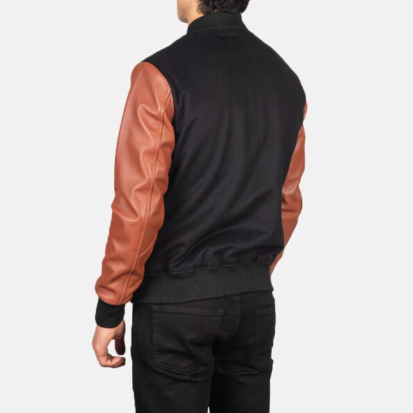 Brown Hybrid Varsity Jacket back side