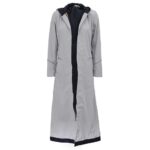 Womens Grey Long Coat With Hood