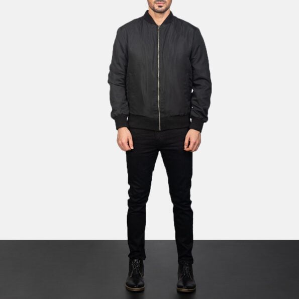 Zack Black Bomber Jacket zipper