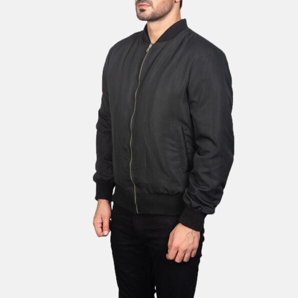 Zack Black Bomber Jacket shoulder