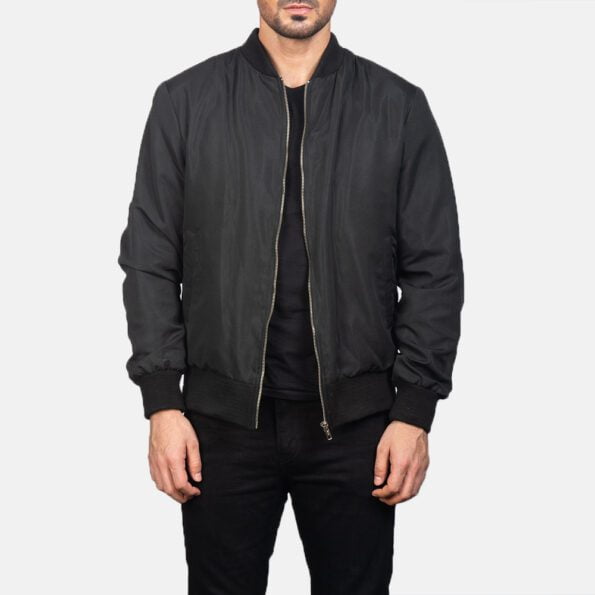 Zack Black Bomber Jacket simple design