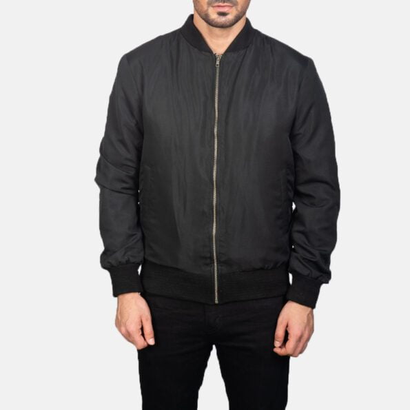 Zack Black Bomber Jacket zipper