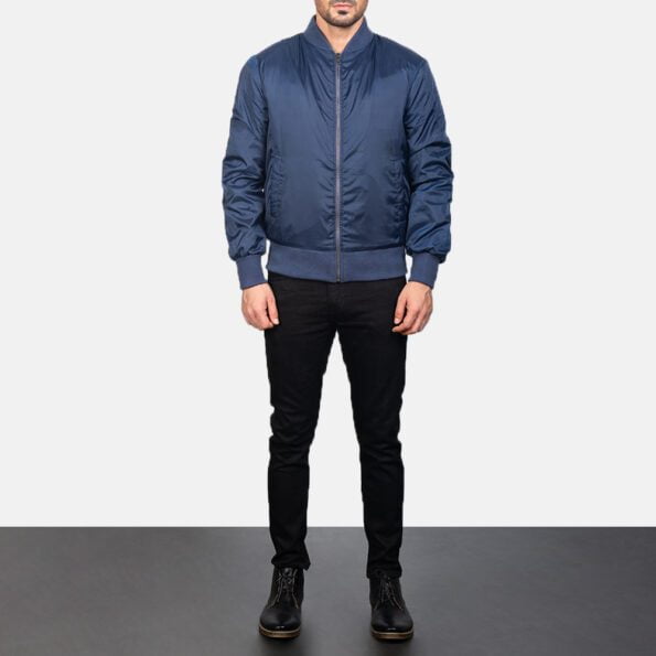 Zack Blue Bomber Jacket full zipper