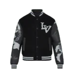 louis vuitton chains camo varsity jacket