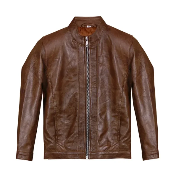 Biker brown leather jacket