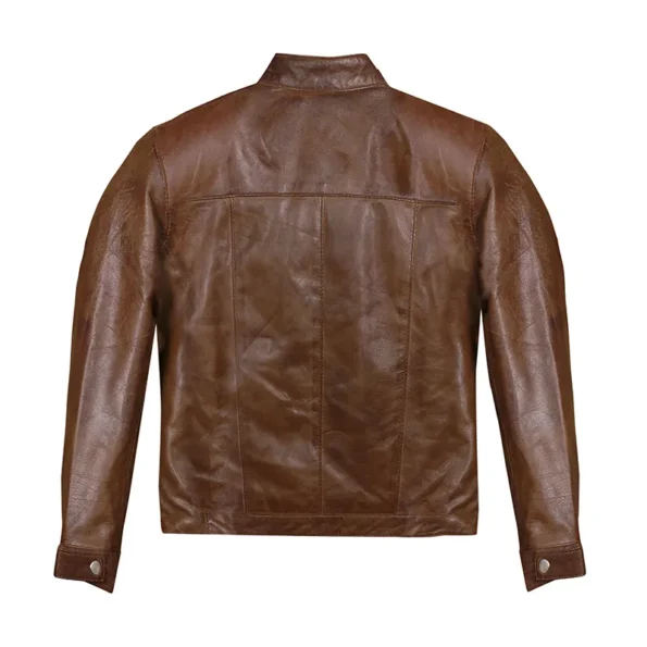 Biker brown leather jacket