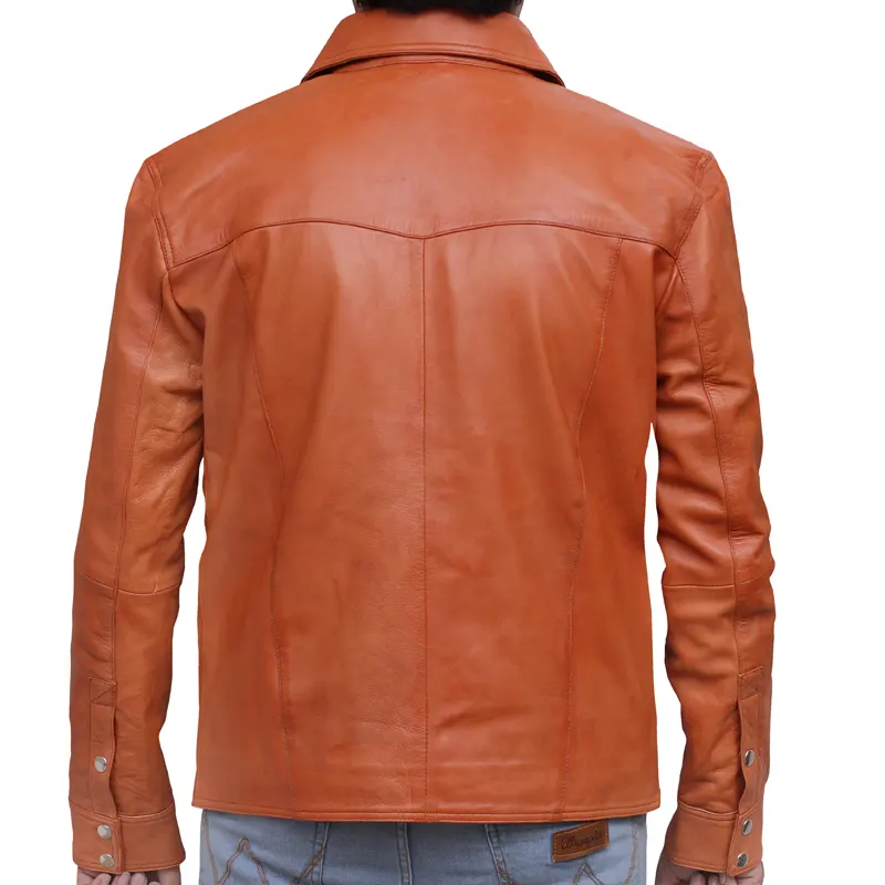 17 leatherify jacket Mens-Trucker-Slim-Fit-Casual-Tan-Leather-Shirt-Jacket