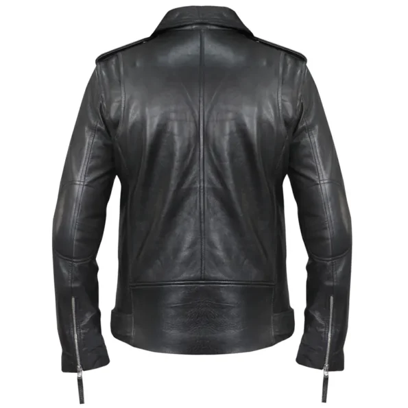 Slim fit biker leather jacket